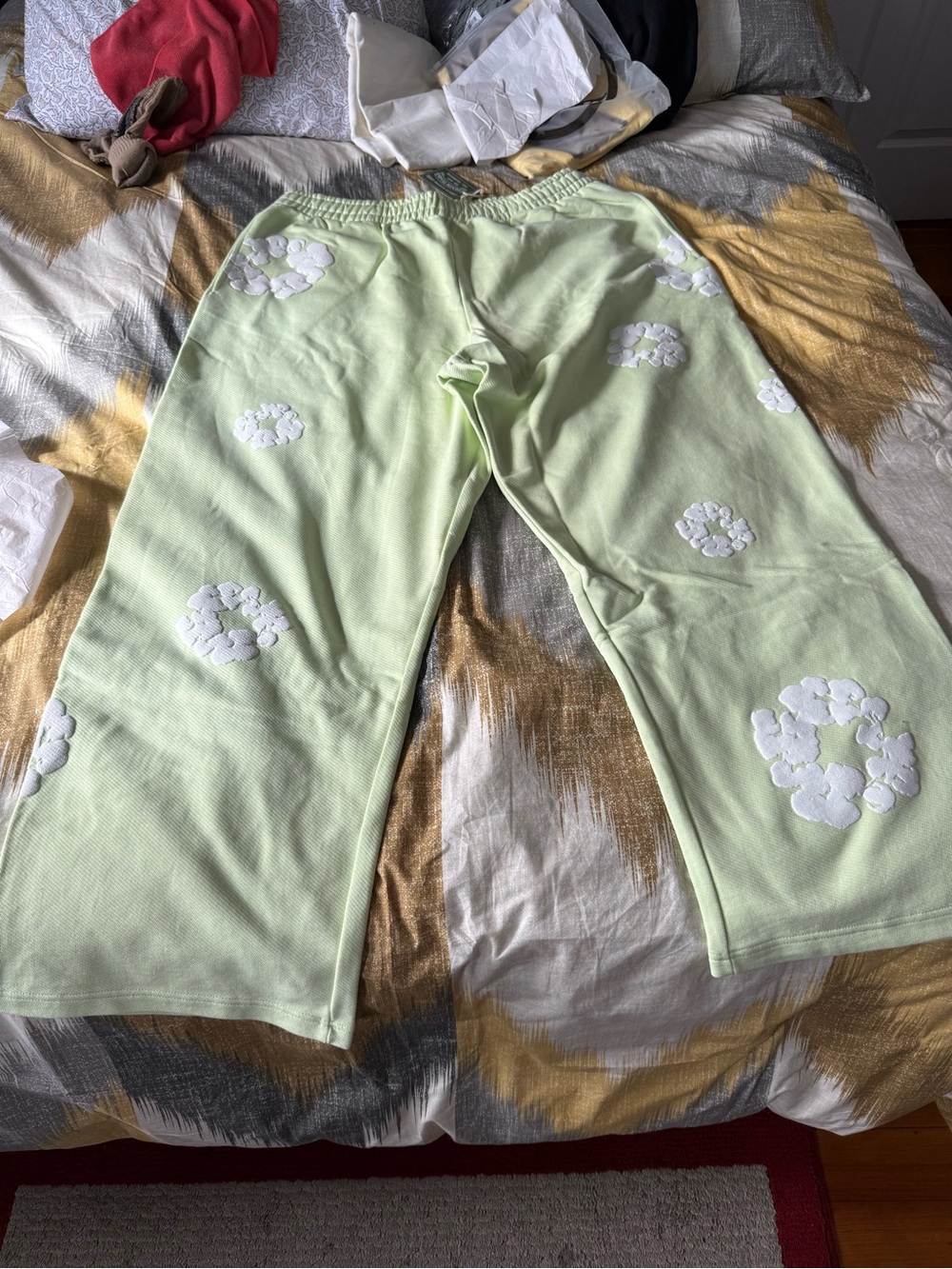 Denim Tears Cotton Wreath Lime Men’s Sweatpants Size 2X